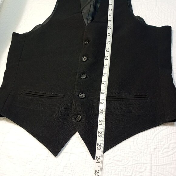 F.W.I Classic Black Mens Formal Vest Polyester Tailored Waistcoat - Picture 5 of 7